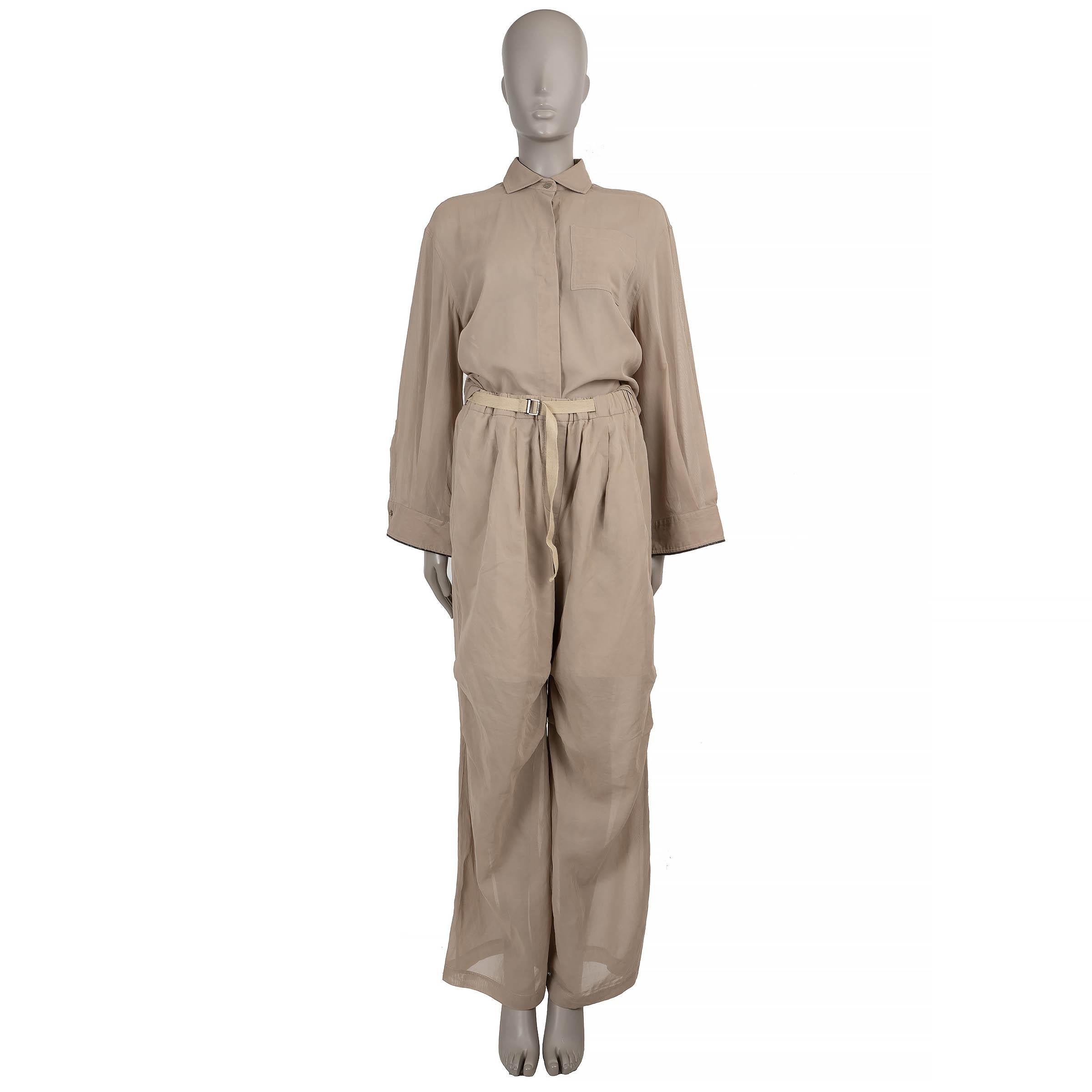 Brunello Cucinelli in cotone taupe 2024 MONILI OVERSIZED ORGANZA Camicia XXS in vendita 2