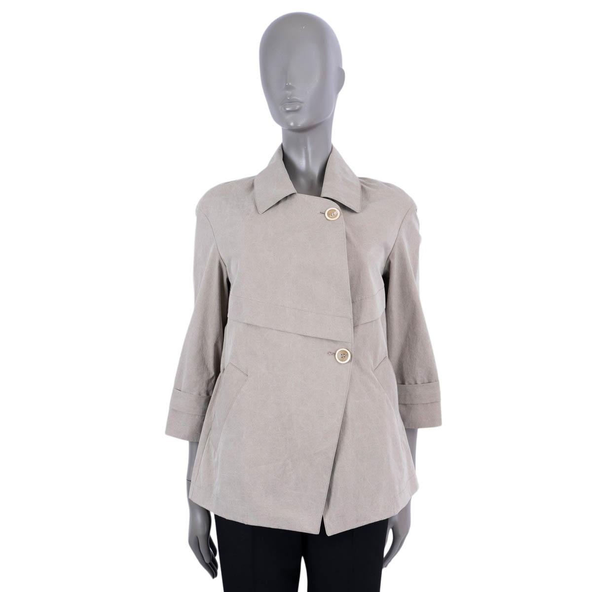 Brunello Cucinelli Giacca 3/4 maniche in cotone taupe 40 S In condizioni ottime in vendita a Zürich, CH