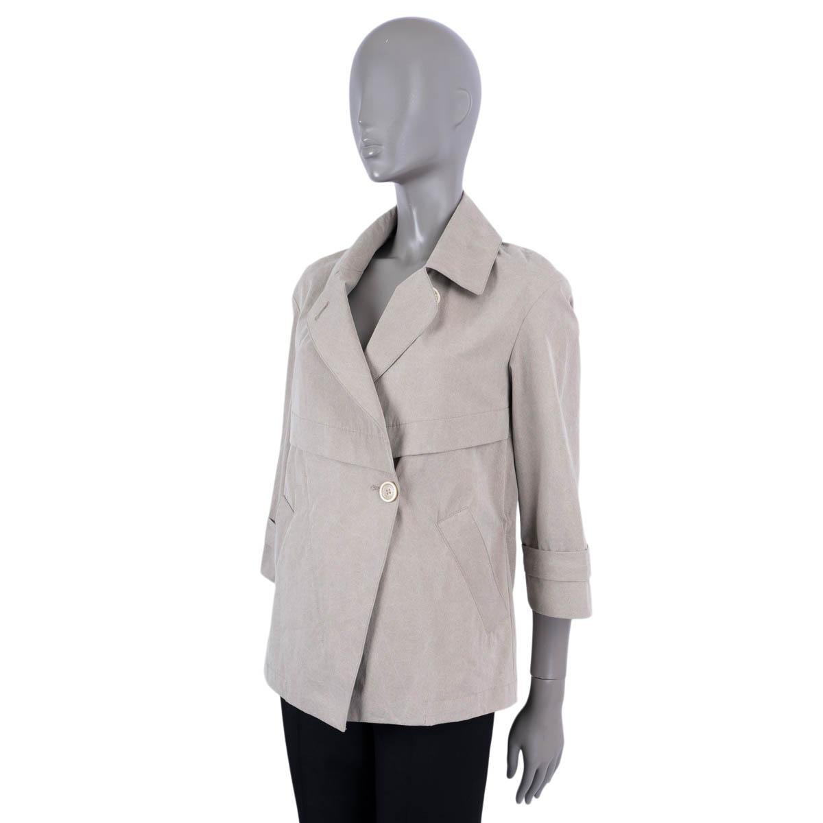 Gray BRUNELLO CUCINELLI taupe cotton 3/4 SLEEVE Jacket 40 S For Sale
