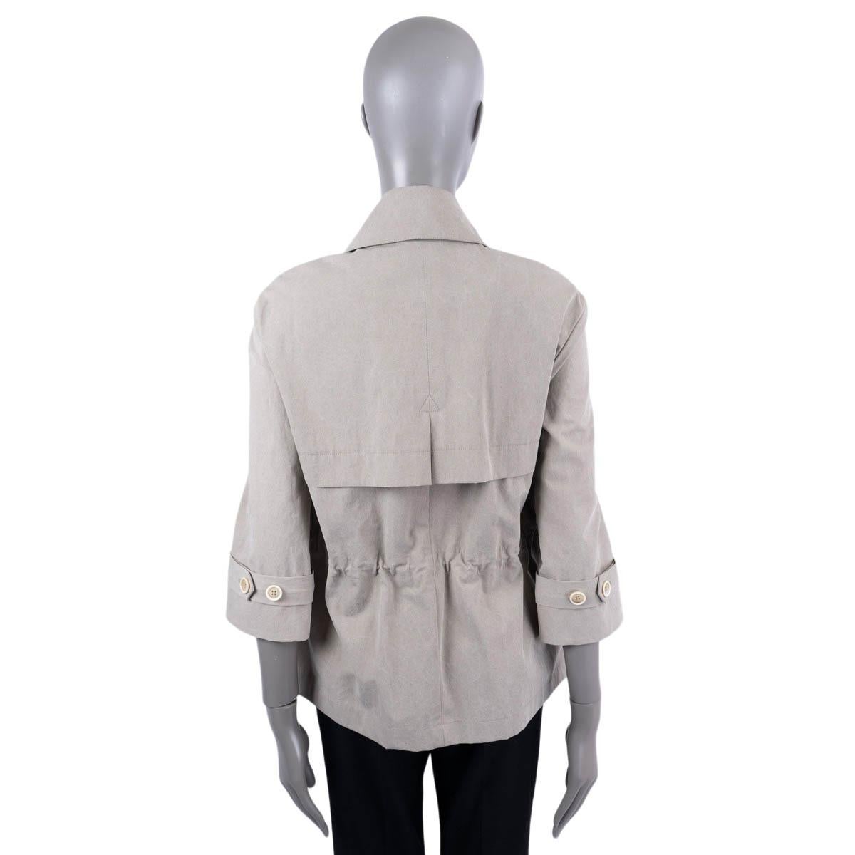 BRUNELLO CUCINELLI taupe cotton 3/4 SLEEVE Jacket 40 S In Excellent Condition For Sale In Zürich, CH