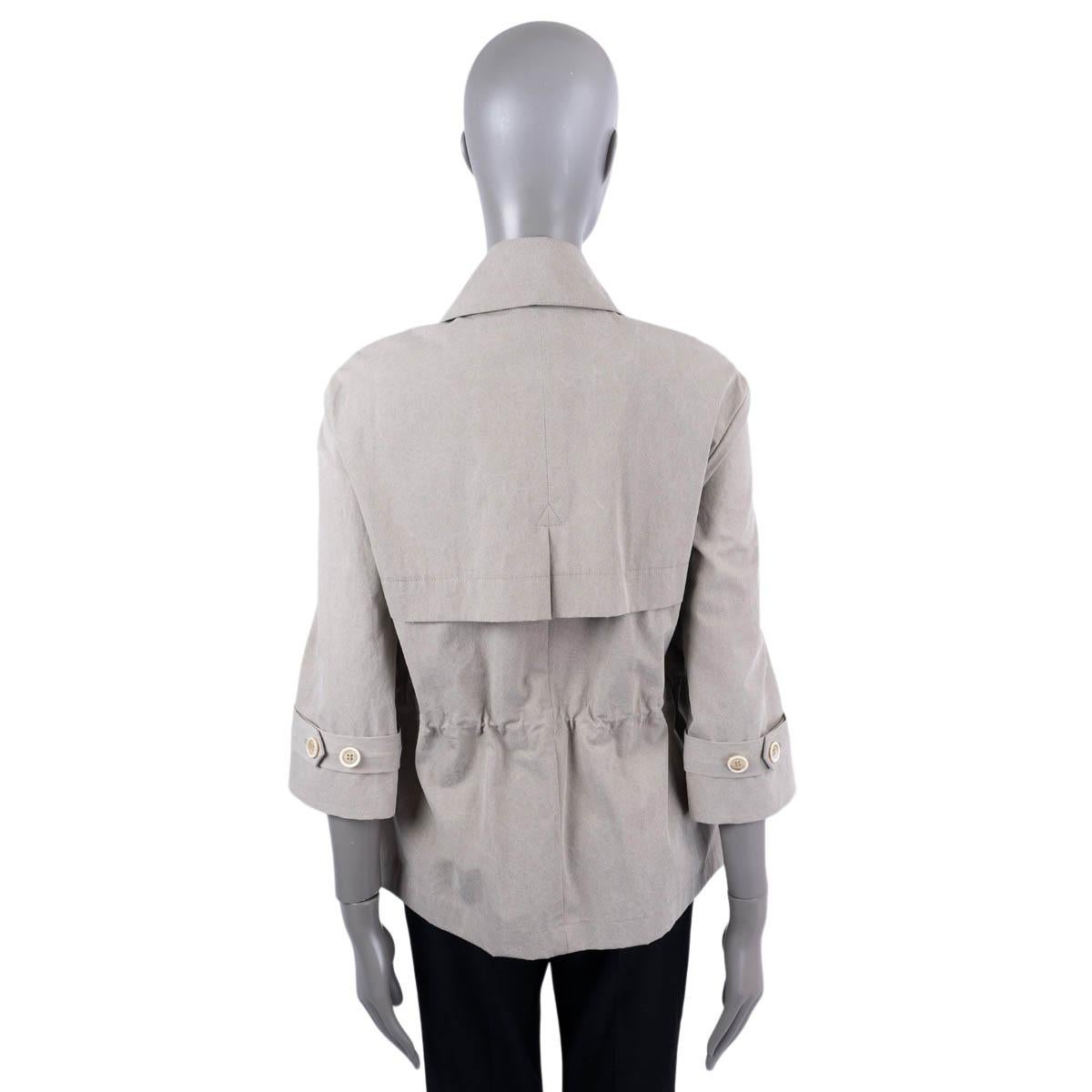 Brunello Cucinelli Giacca 3/4 maniche in cotone taupe 40 S in vendita 1