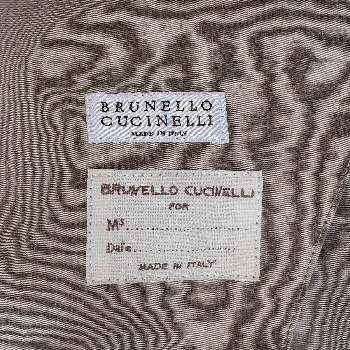 BRUNELLO CUCINELLI taupe cotton 3/4 SLEEVE Jacket 40 S For Sale 2