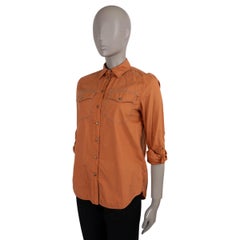 BRUNELLO CUCINELLI taupe cotton MONILI POPLIN & ORGANZA Shirt S