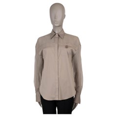 BRUNELLO CUCINELLI taupe cotton MONILI POPLIN & ORGANZA Shirt S