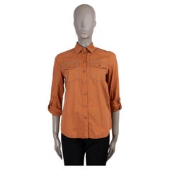 BRUNELLO CUCINELLI taupe cotton MONILI POPLIN & ORGANZA Shirt S