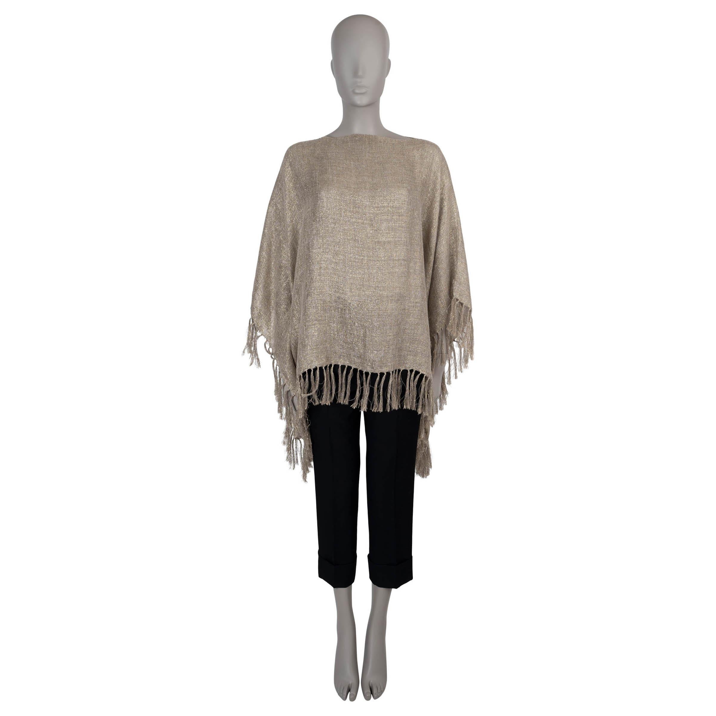 De las mujeres BRUNELLO CUCINELLI suéter de lino y oro 2021 FRINGED PONCHO OS en venta