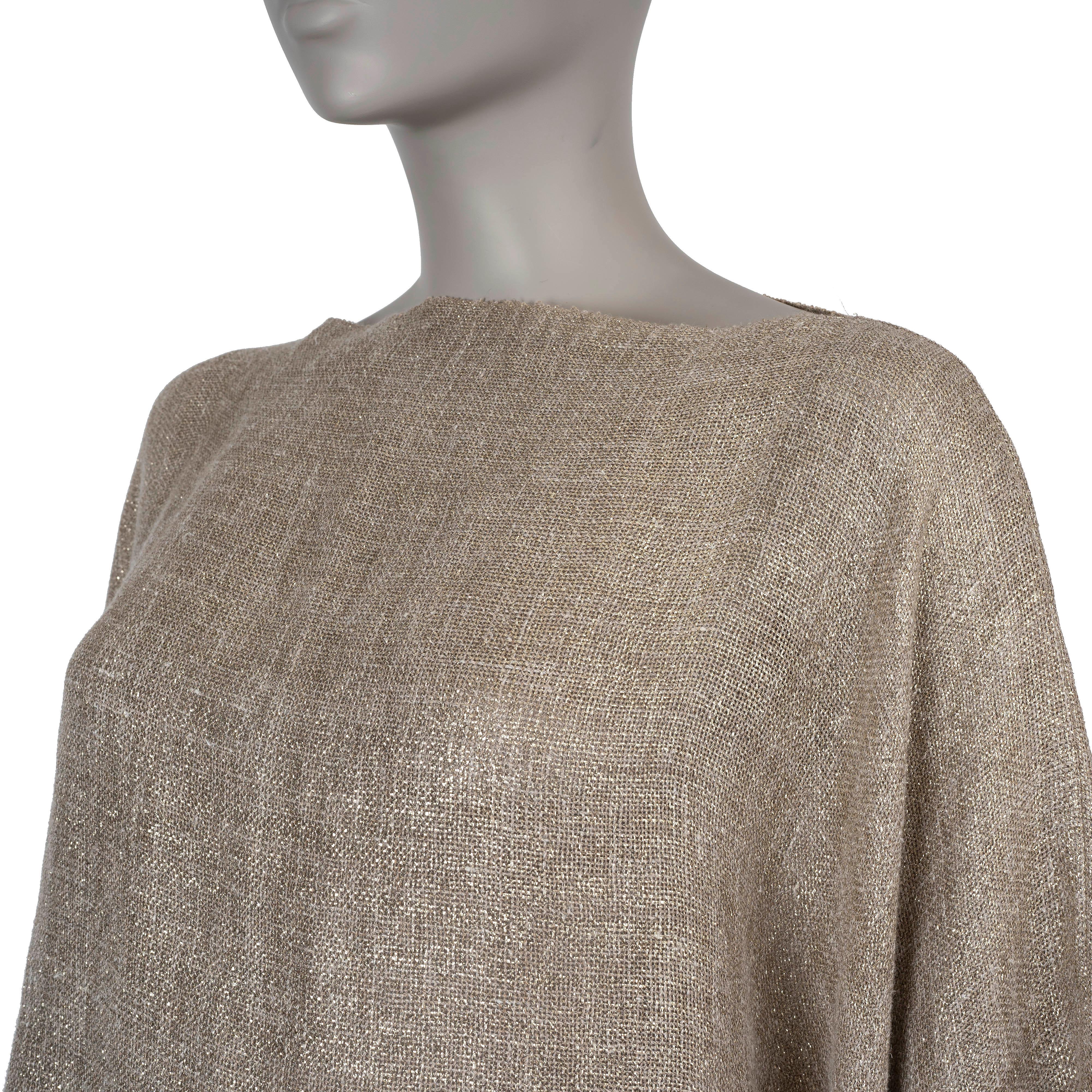 BRUNELLO CUCINELLI suéter de lino y oro 2021 FRINGED PONCHO OS en venta 1