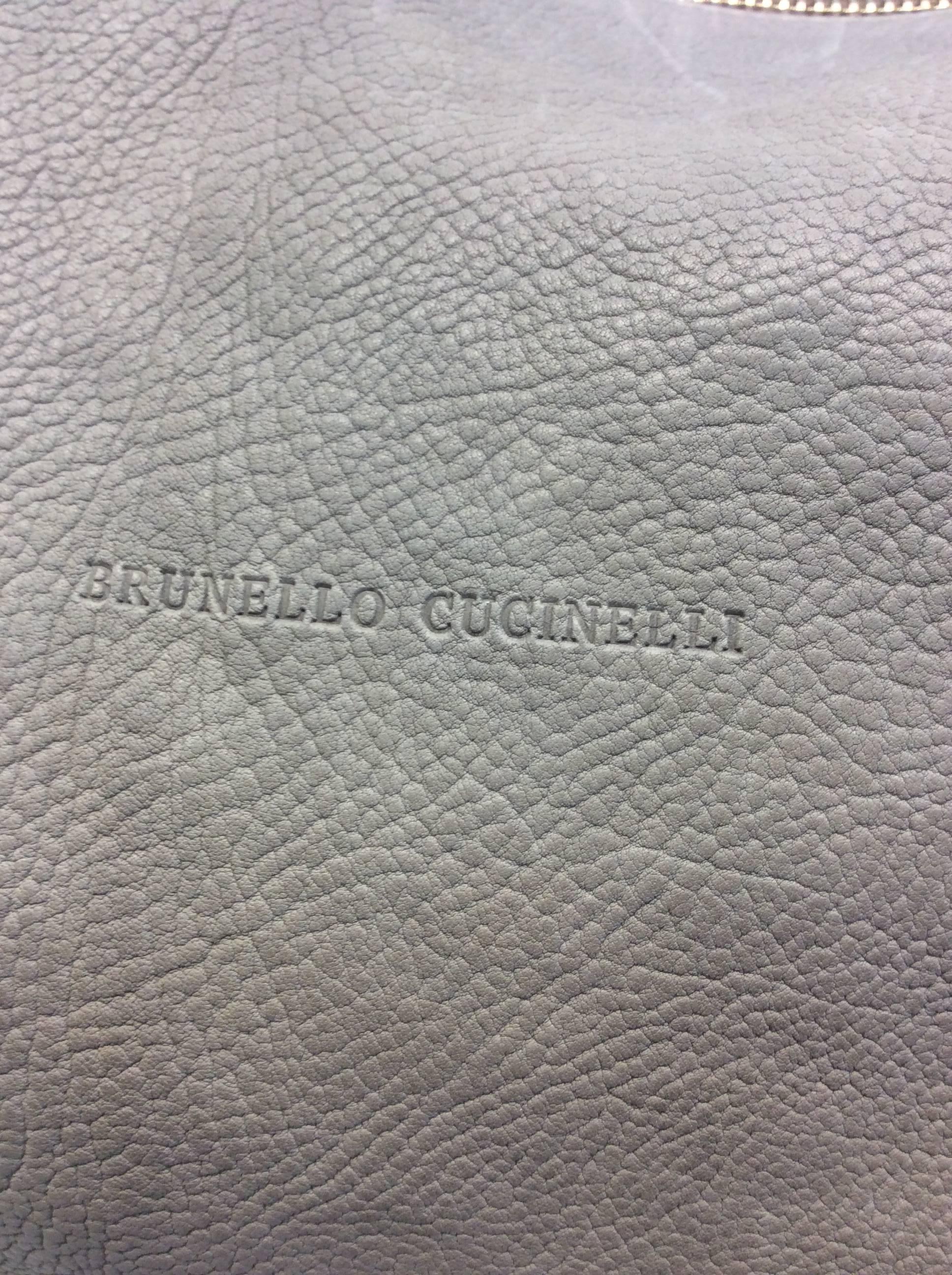 Brunello Cucinelli Taupe Leather Bag For Sale 1