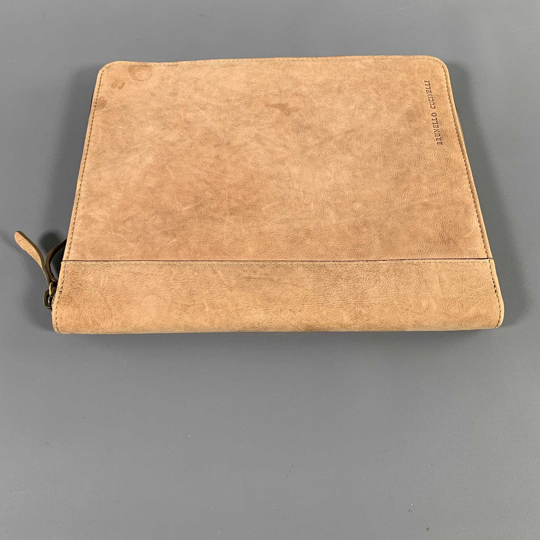 Brown BRUNELLO CUCINELLI Taupe Leather iPad Case Leather Goods For Sale