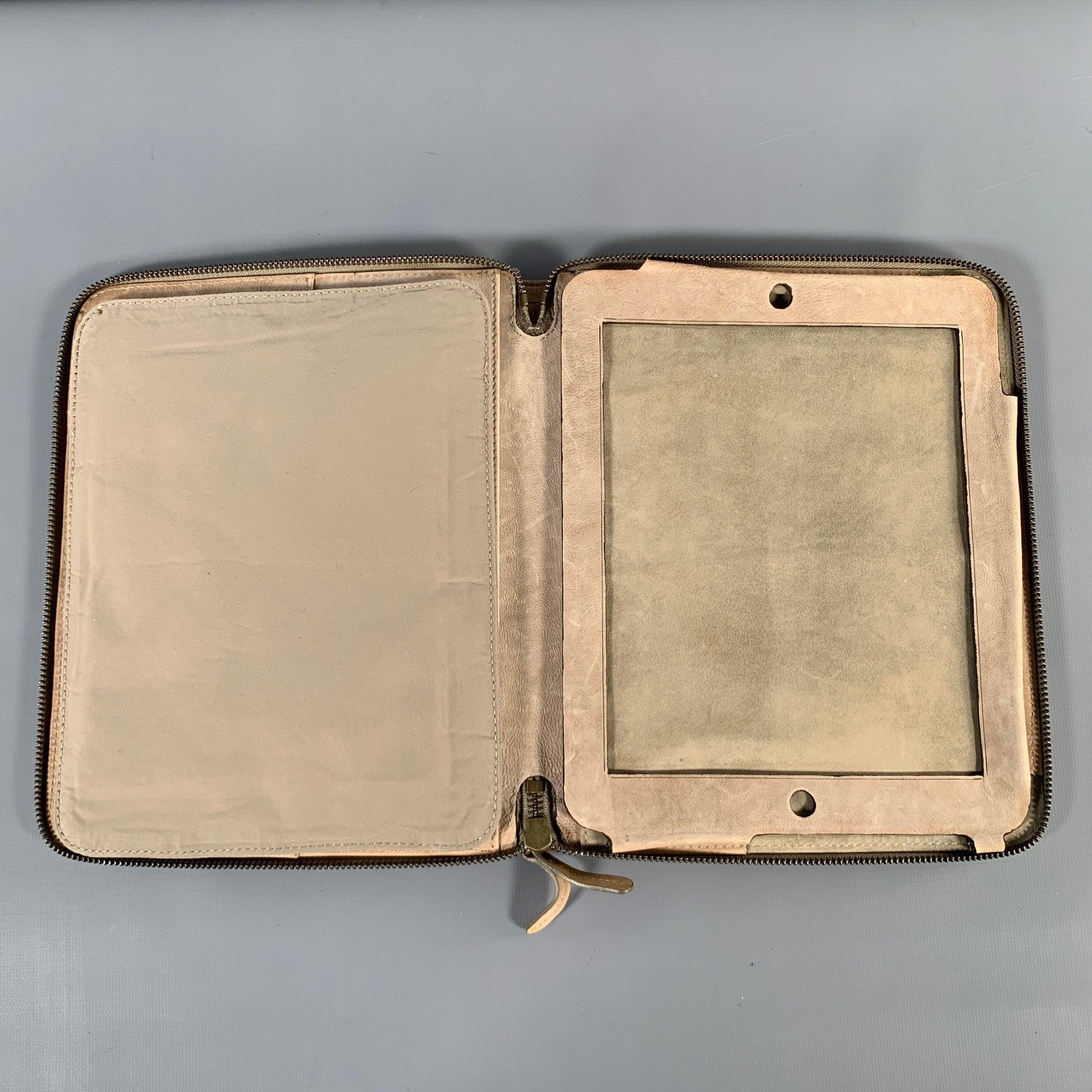 Men's BRUNELLO CUCINELLI Taupe Leather iPad Case Leather Goods For Sale