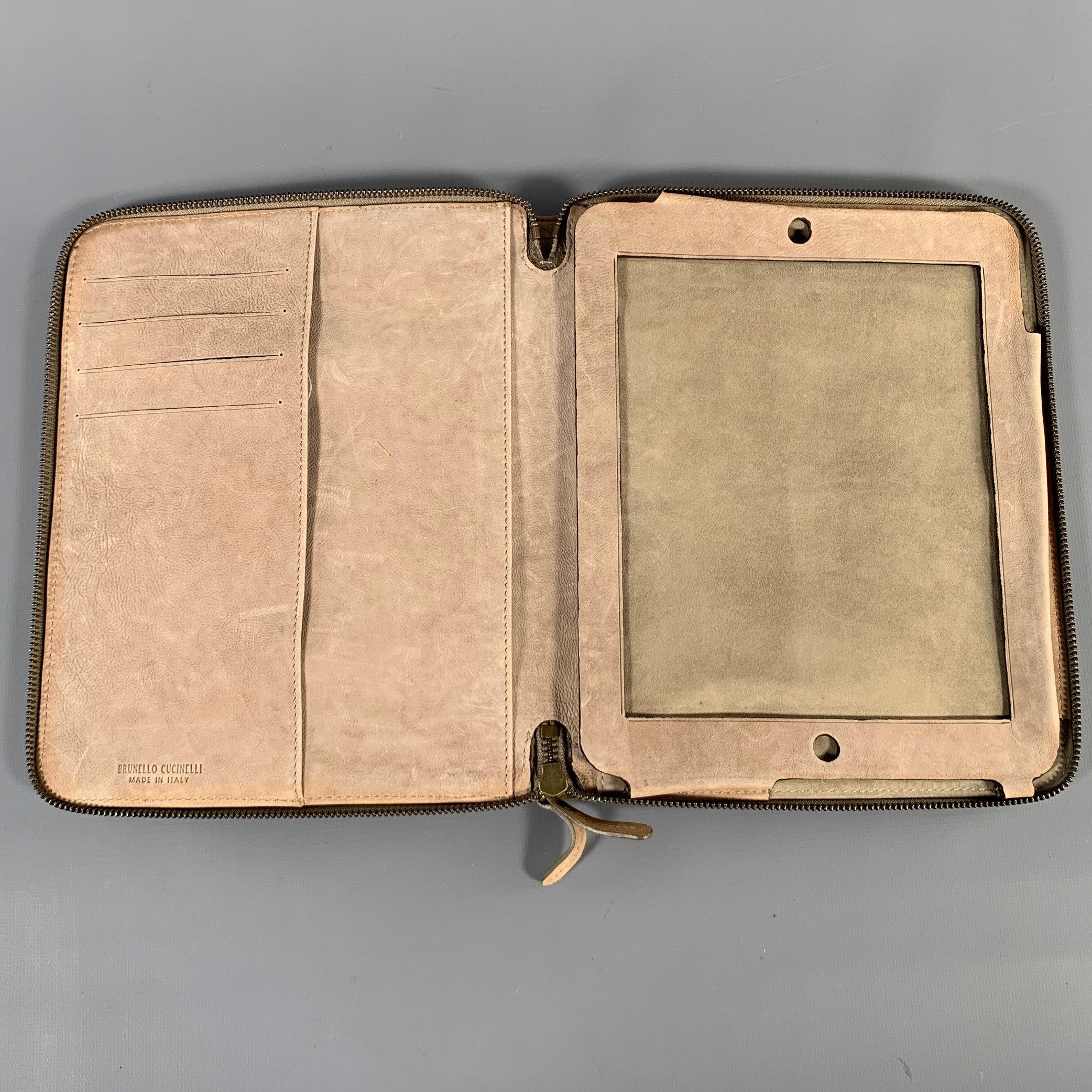BRUNELLO CUCINELLI Taupe Leather iPad Case Leather Goods For Sale 1