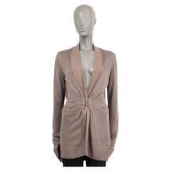 BRUNELLO CUCINELLI - Cardigan en lin et soie taupe MICRO SEQUIN XL