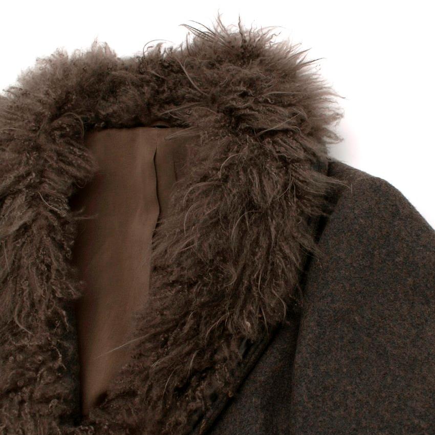 De las mujeres Brunello Cucinelli Abrigo de lana jaspeada color topo con cuello de borreguillo en venta