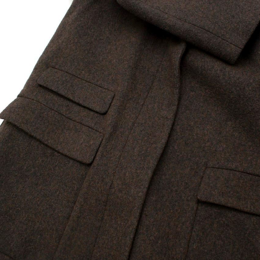 Brunello Cucinelli Abrigo de lana jaspeada color topo con cuello de borreguillo en venta 2