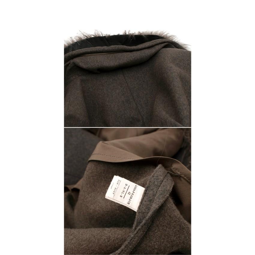 Brunello Cucinelli Abrigo de lana jaspeada color topo con cuello de borreguillo en venta 4