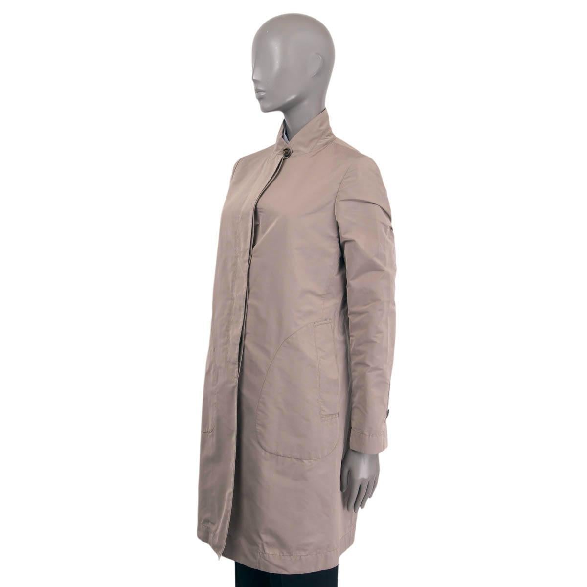 Brown BRUNELLO CUCINELLI taupe polyester LAYERED Coat Jacket 42 M For Sale