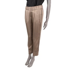BRUNELLO CUCINELLI taupe SATIN-CREPE Pants 42 M