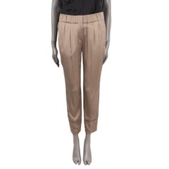 BRUNELLO CUCINELLI taupe SATIN-CREPE Pantalon 42 M