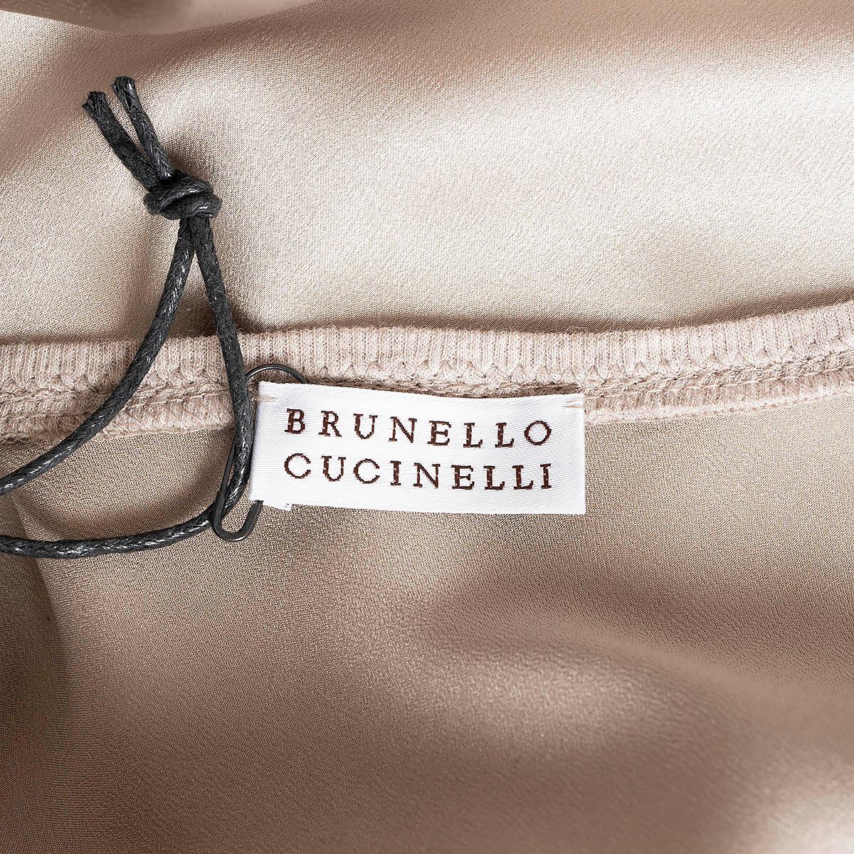 BRUNELLO CUCINELLI taupe silk MONILI SATIN Tank Top Shirt XL For Sale 1