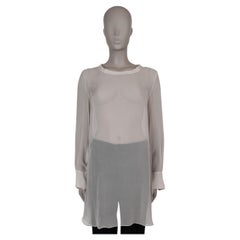 BRUNELLO CUCINELLI taupe silk SHEER ORGANZA TUNIC Blouse Shirt L