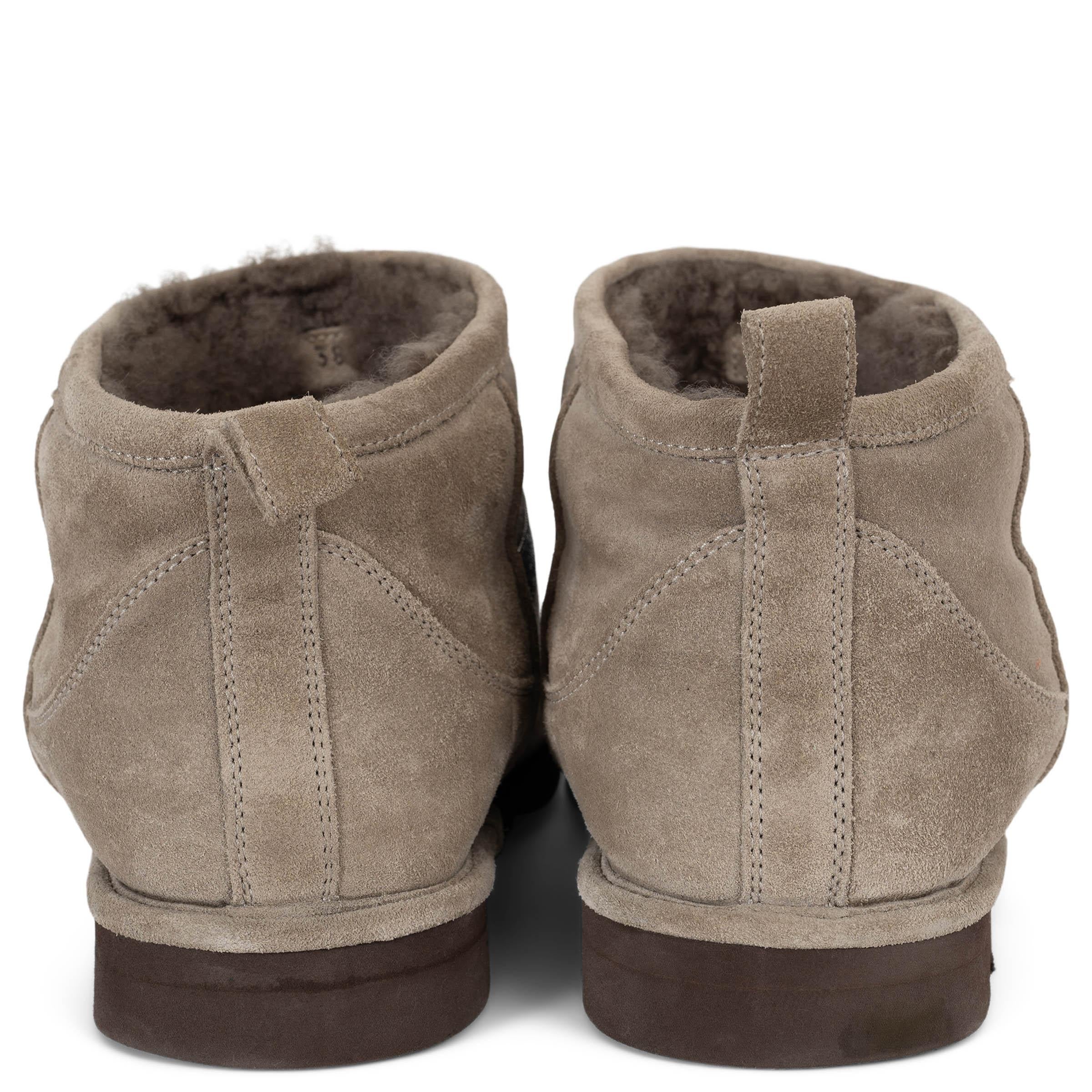 BRUNELLO CUCINELLI taupe suede 2023 MONILI STRAP SHEARLING LINED Boots Shoes 38 In Fair Condition For Sale In Zürich, CH