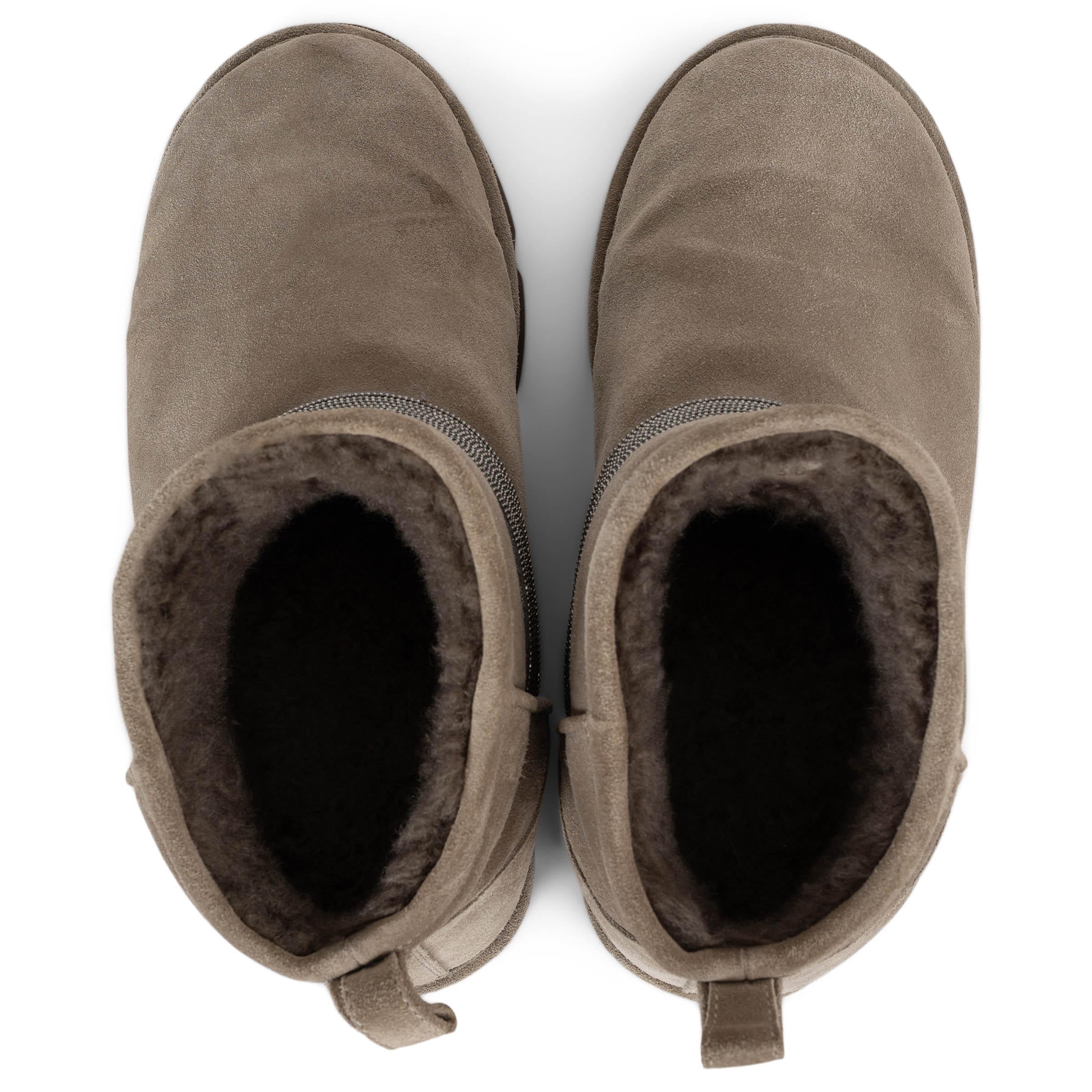 Women's BRUNELLO CUCINELLI taupe suede 2023 MONILI STRAP SHEARLING LINED Boots Shoes 38 For Sale