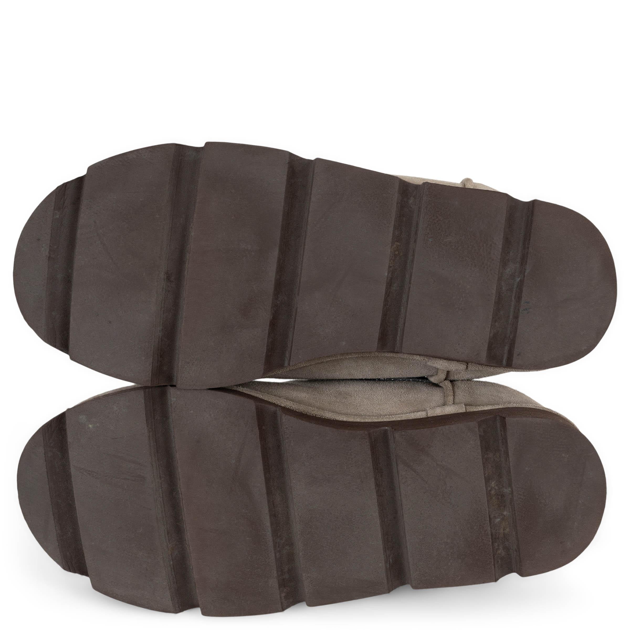 BRUNELLO CUCINELLI taupe suede 2023 MONILI STRAP SHEARLING LINED Boots Shoes 38 For Sale 2