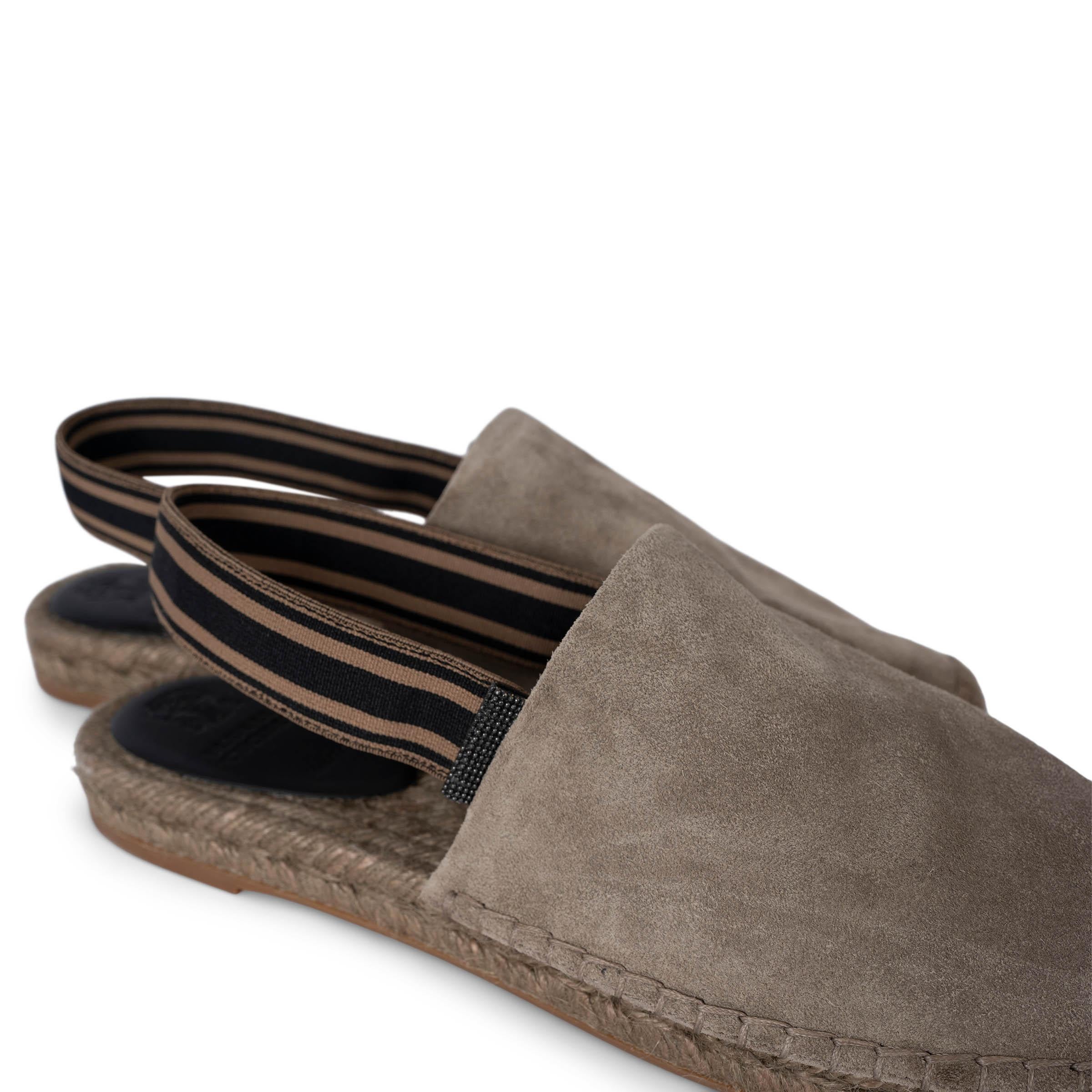 BRUNELLO CUCINELLI daim 2023 WEB TRIM SLINGBACK ESPADRILLE Chaussures 38 en vente 1