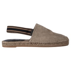 BRUNELLO CUCINELLI taupe suede 2023 WEB TRIM SLINGBACK ESPADRILLE Flats Shoes 38