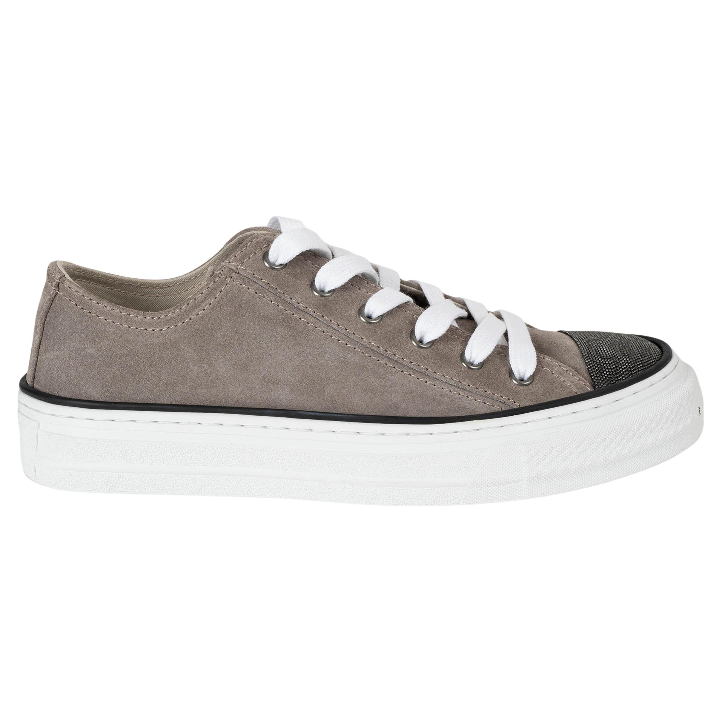 Brunello Cucinelli camoscio taupe 2024 MONILI Scarpe da ginnastica 38