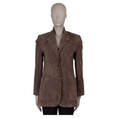 BRUNELLO CUCINELLI taupe suede MONILI TRIM Blazer Jacket 40 S