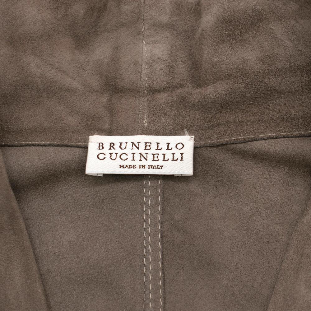 Brunello Cucinelli taupe suede sleeveless jacket - Size US 4 For Sale 1
