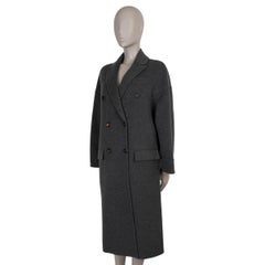 BRUNELLO CUCINELLI taupefarbene Wolle 2023 MONILI PATCH DOUBLE BREASTED Manteljacke 44 L