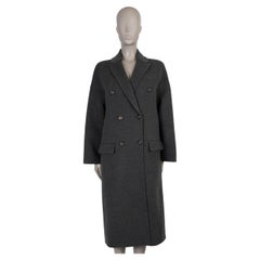 BRUNELLO CUCINELLI taupefarbene Wolle 2023 MONILI PATCH DOUBLE BREASTED Manteljacke 44 L