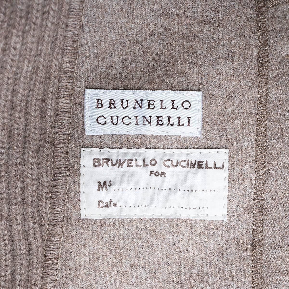 BRUNELLO CUCINELLI taupe wool cashmere RIB KNIT COLLAR Jacket 46 M For Sale 3
