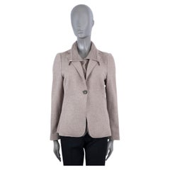 BRUNELLO CUCINELLI taupefarbene RIB KNIT COLLAR Jacke aus Wolle und Kaschmir 46 M