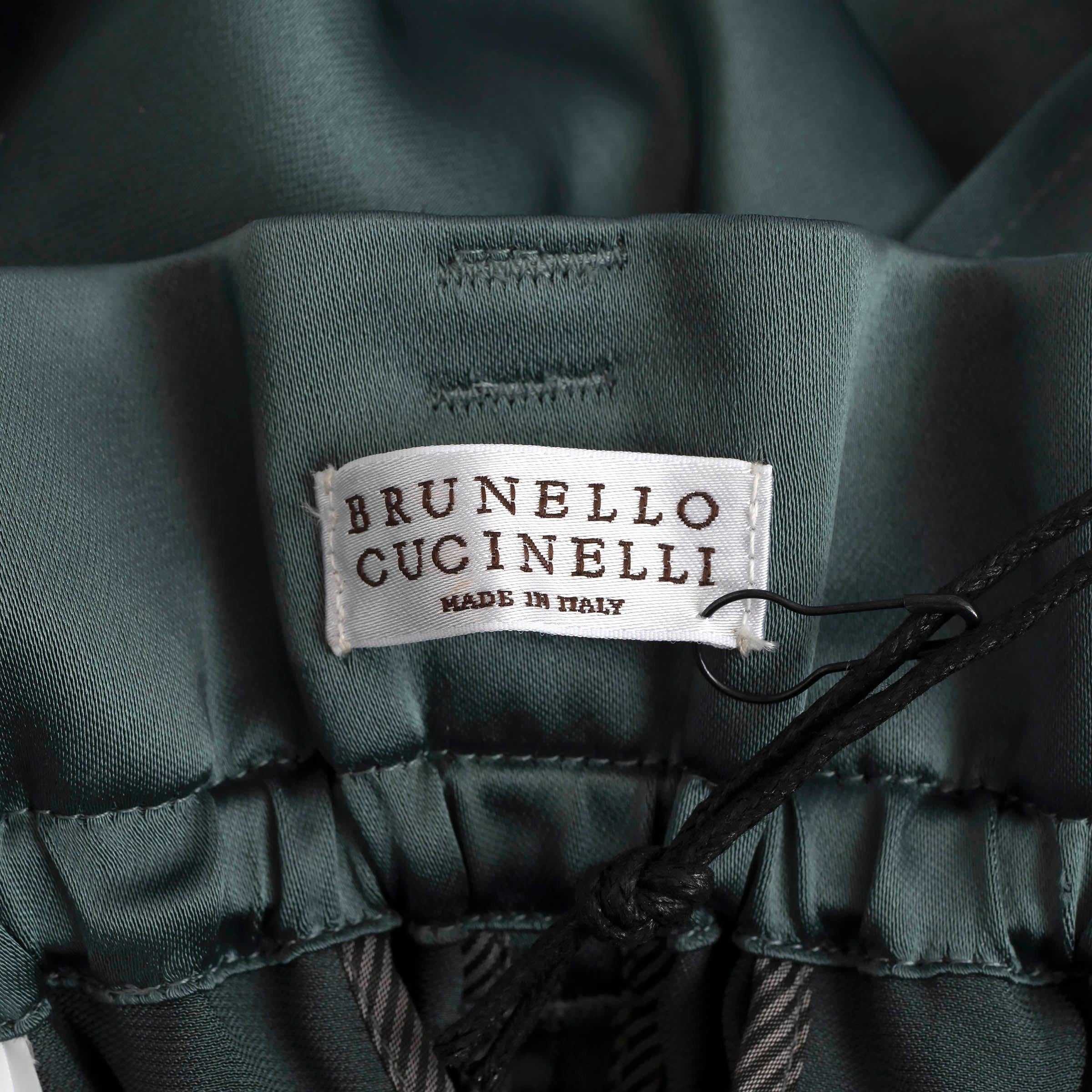 Women's BRUNELLO CUCINELLI teal BELTED SATIN Pants 40 S For Sale