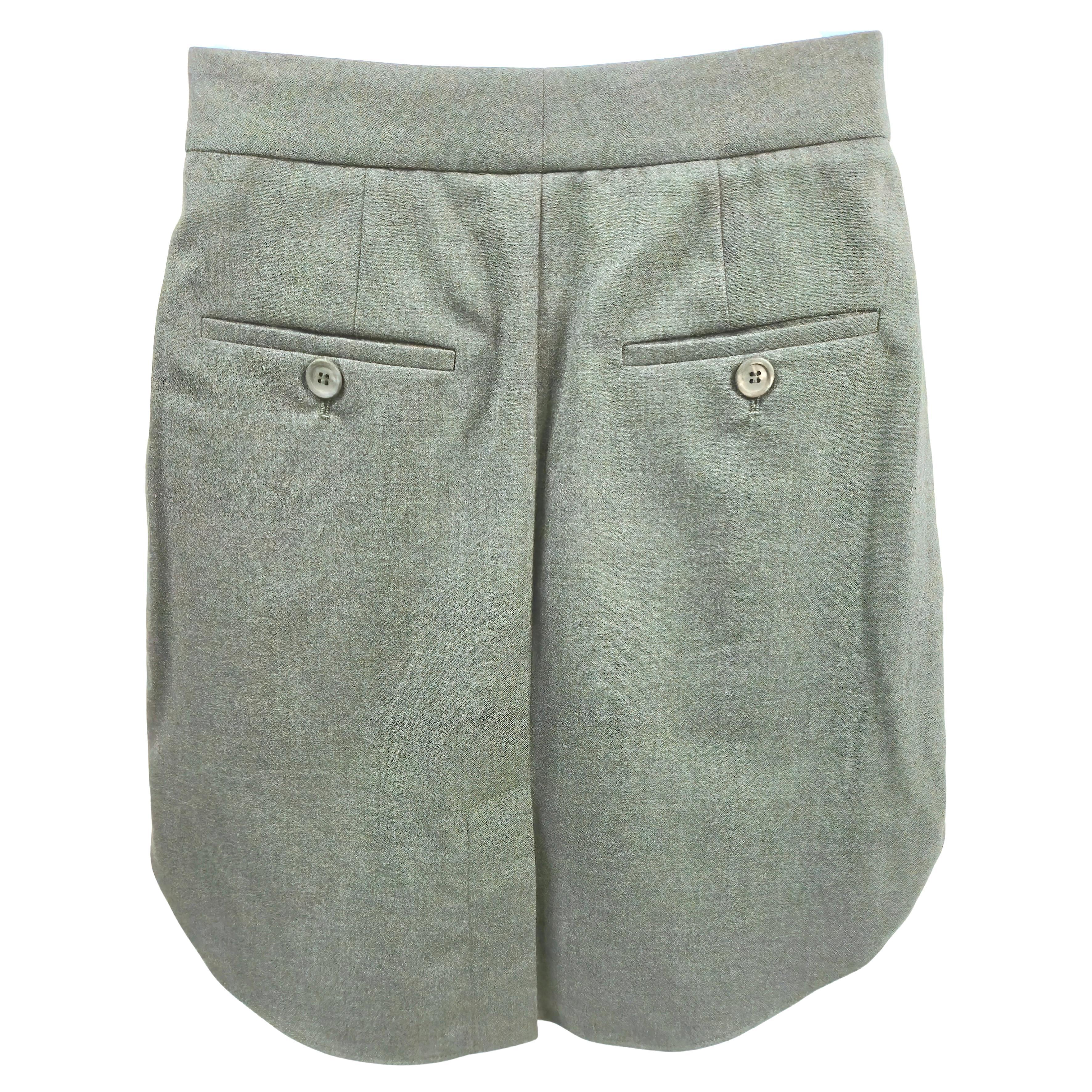 Women's or Men's Brunello Cucinelli TuxedoTails RearTrain Wool Tailored Grey Shorts For Sale