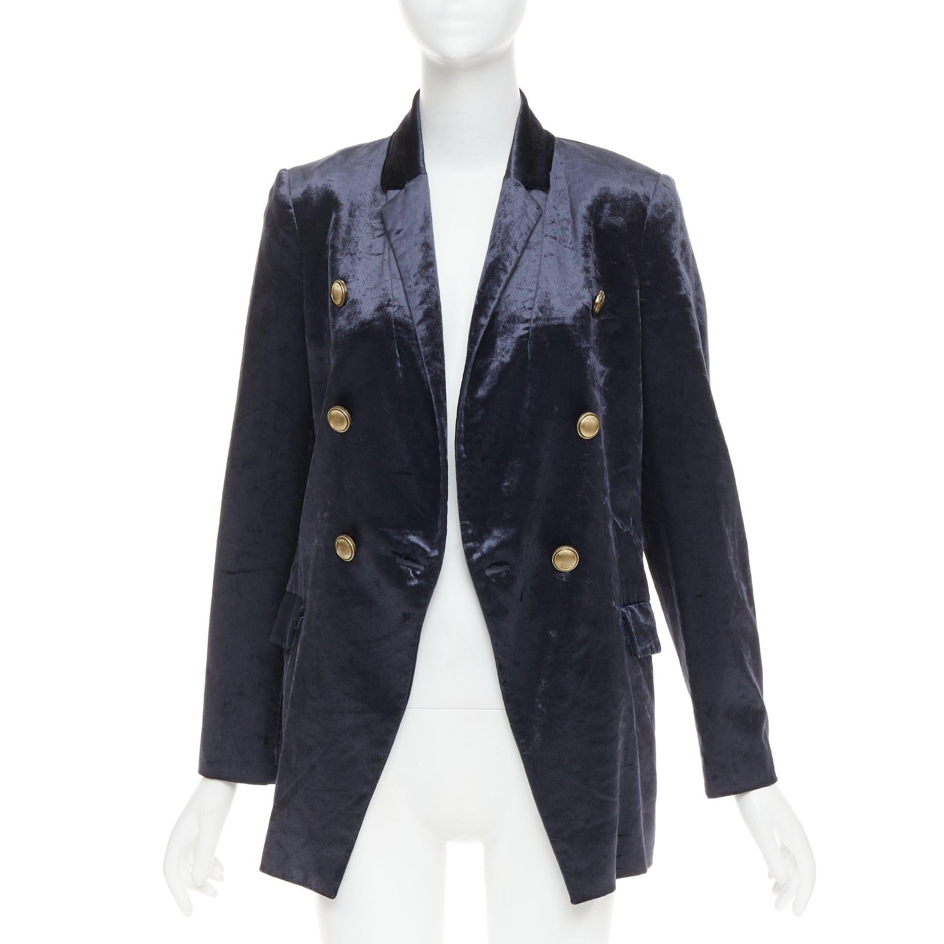 Black BRUNELLO CUCINELLI velvet buttons double breasted blazer jacket IT40 S For Sale