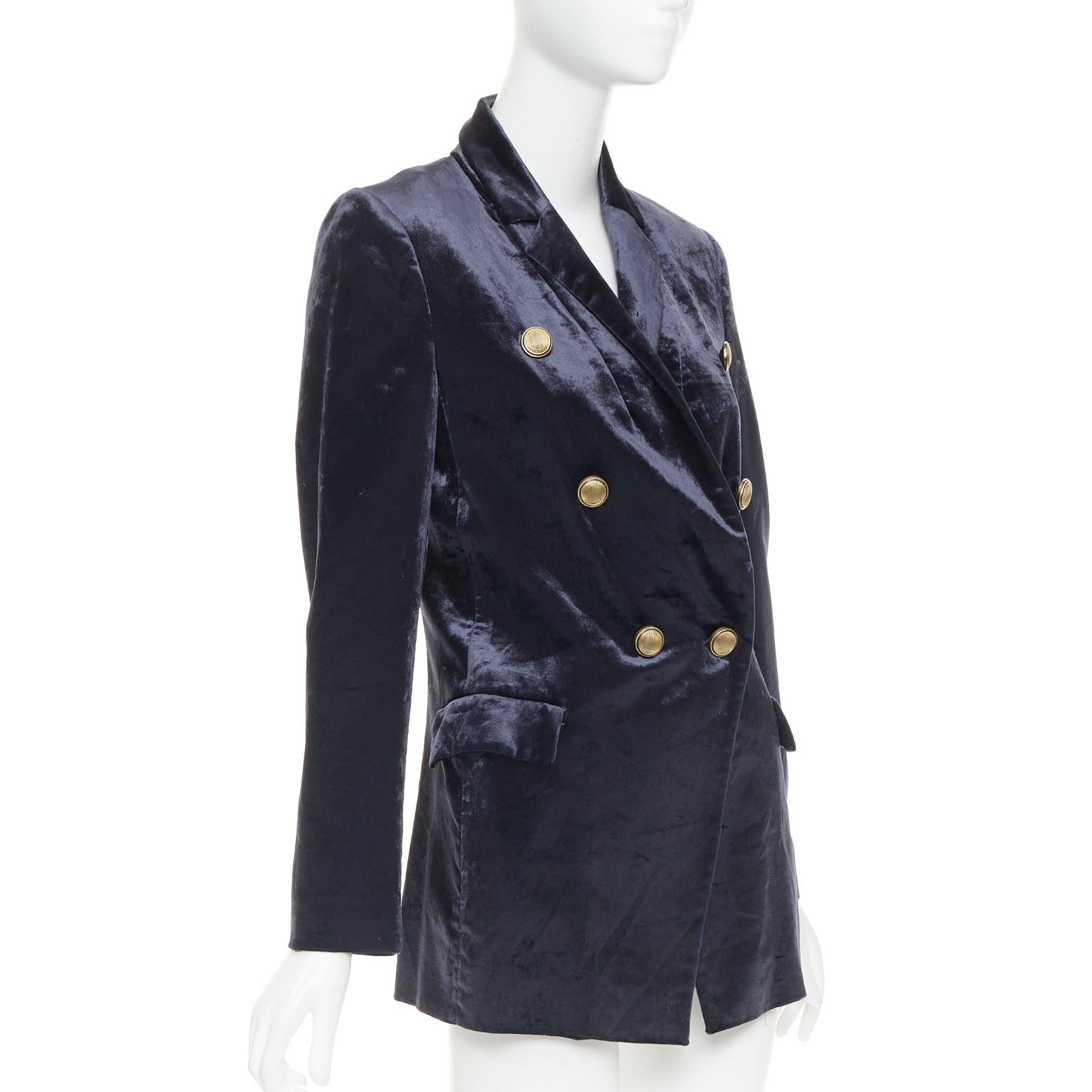 BRUNELLO CUCINELLI velvet buttons double breasted blazer jacket IT40 S In Good Condition For Sale In Hong Kong, NT