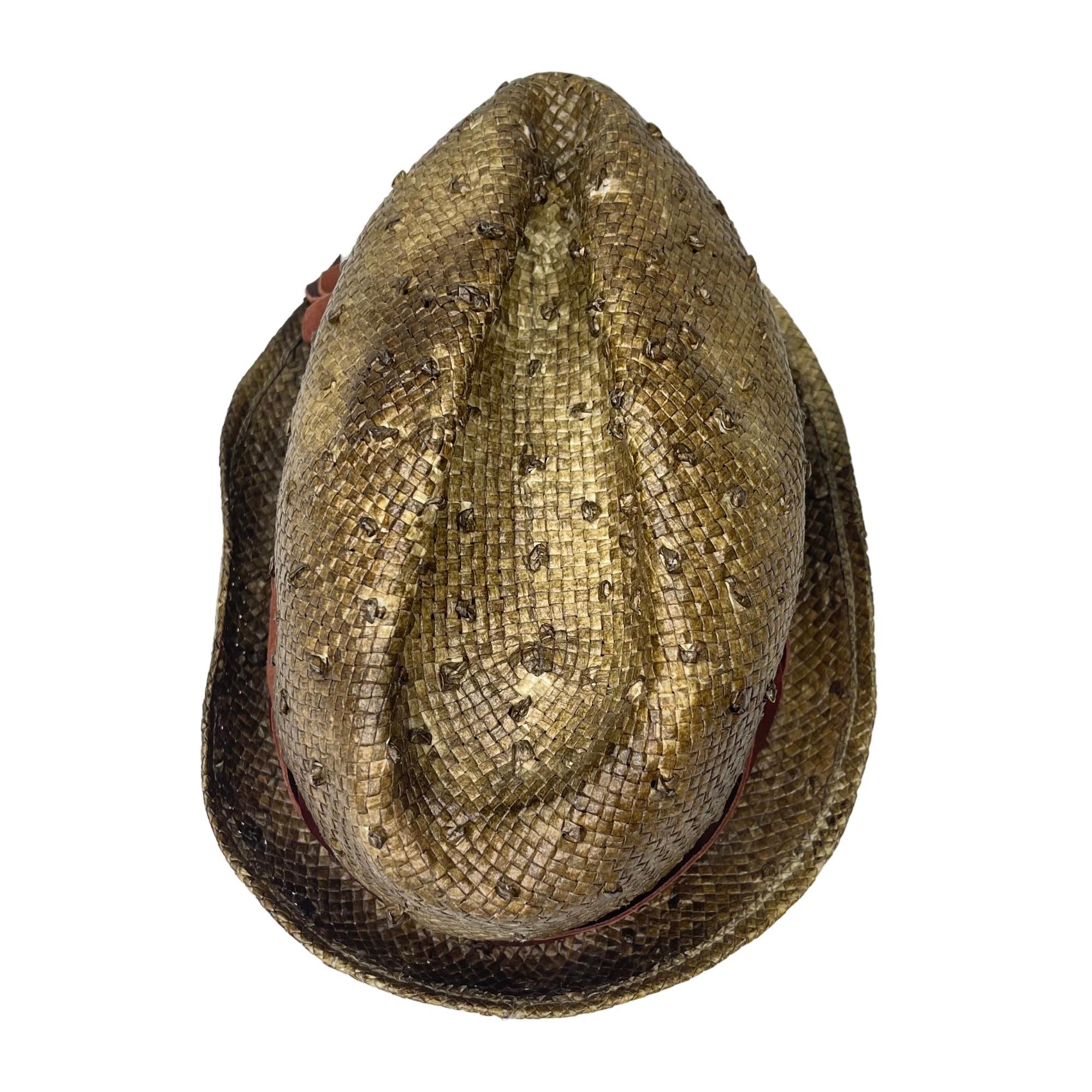 Marrone Cappello a secchiello in vimini vintage di Brunello Cucinelli (medio)