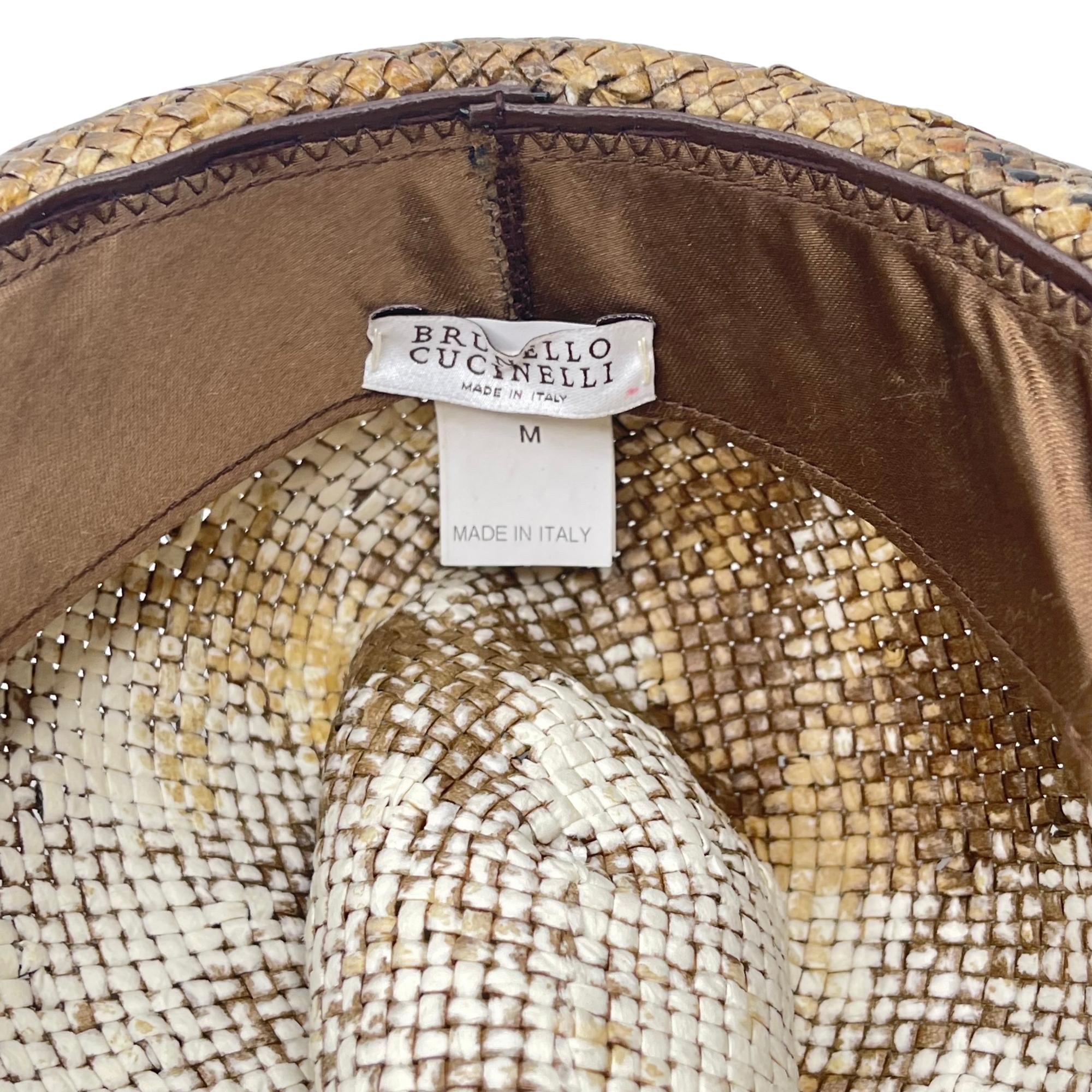 Brown Brunello Cucinelli Vintage Wicker Bucket Hat (Medium) For Sale