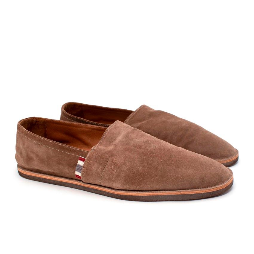 Brunello Cucinelli Warm Brown Suede Espadrilles
 

 - Supple suede espadrilles in a mid-brown tone
 - Minimal slip-on design
 - Set on flat rubber sole
 

 Materials:
 Leather
 Rubber
 

 Made in Italy
 

 PLEASE NOTE, THESE ITEMS ARE PRE-OWNED AND