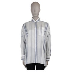 BRUNELLO CUCINELLI weiß blaue Seide 2020 MONILI TRIM STRIPED Hemd S