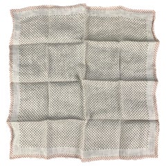 BRUNELLO CUCINELLI White Brown Polka Dot Linen Pocket Square