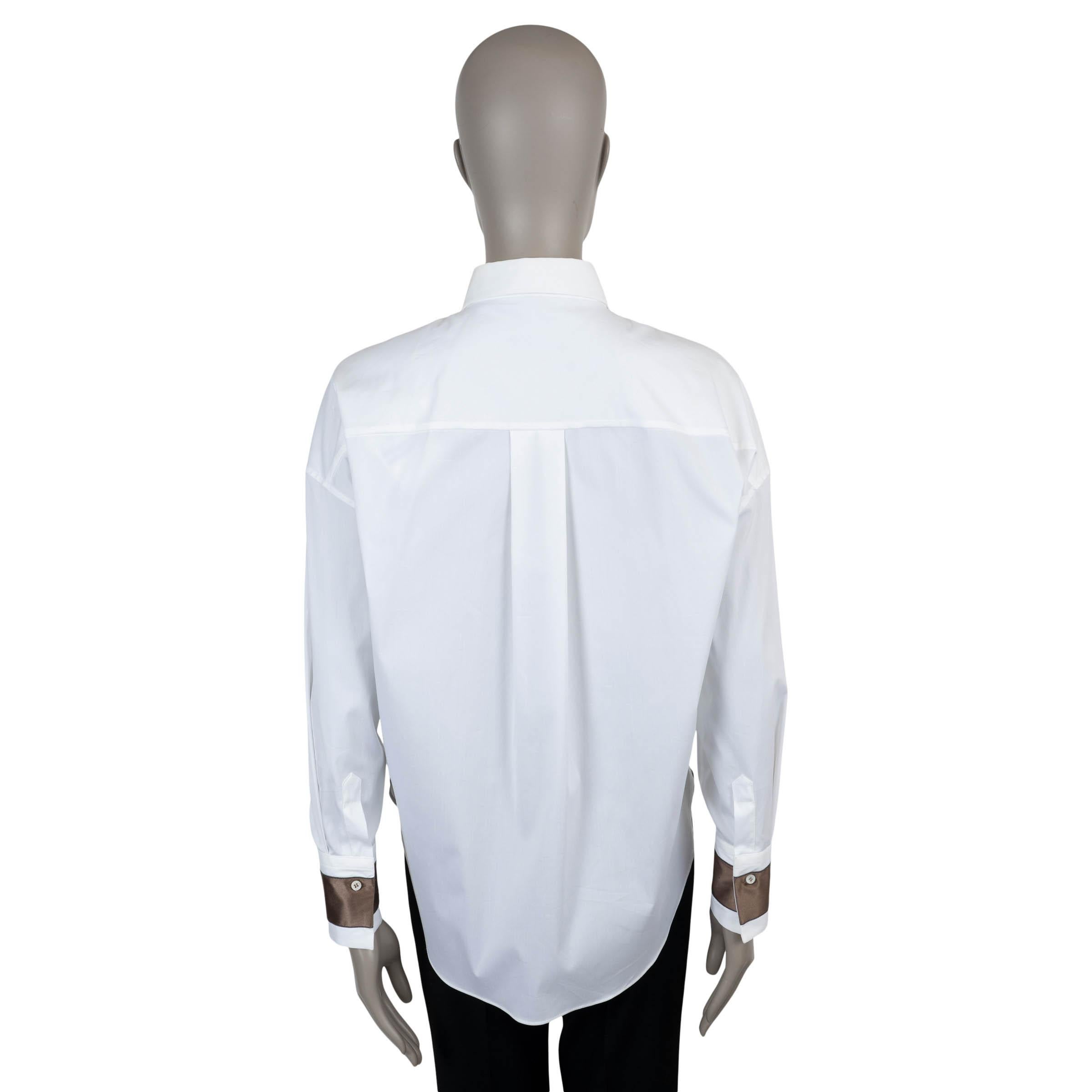 BRUNELLO CUCINELLI algodón blanco 2019 MONILI SATIN CUFF Camisa abotonable S Gris en venta