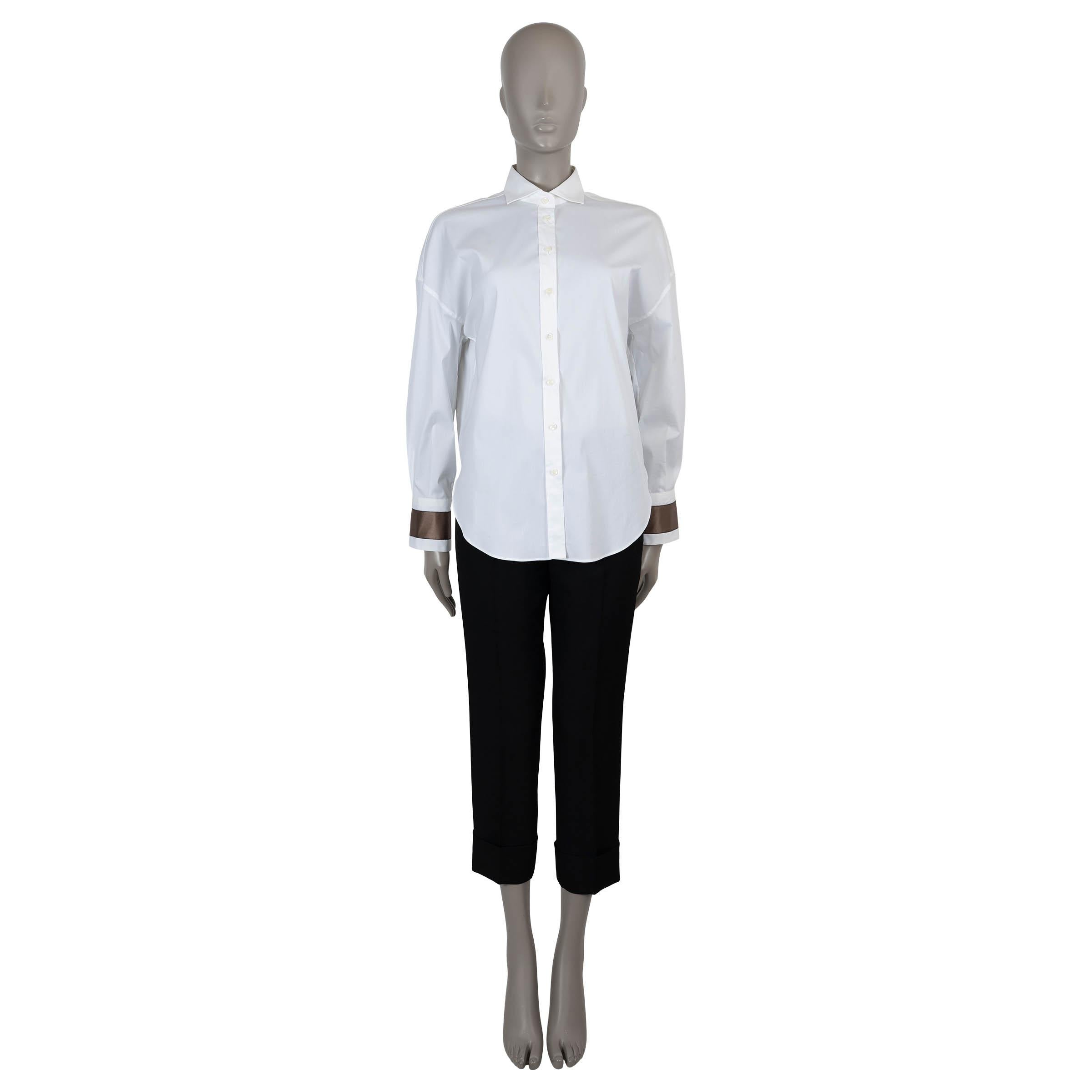 BRUNELLO CUCINELLI algodón blanco 2019 MONILI SATIN CUFF Camisa abotonable S en Excelente estado para la venta en Zürich, CH