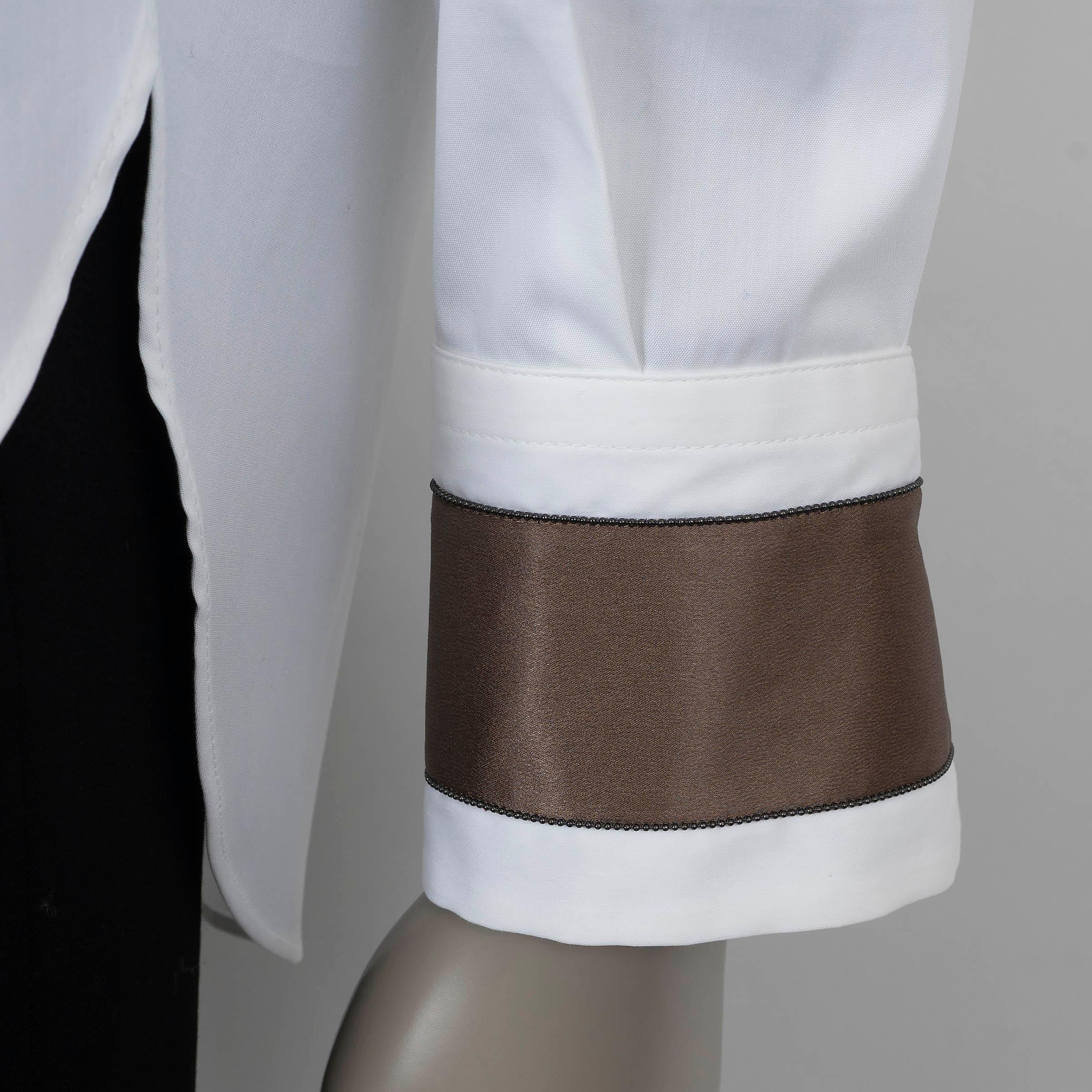 BRUNELLO CUCINELLI algodón blanco 2019 MONILI SATIN CUFF Camisa abotonable S en venta 1