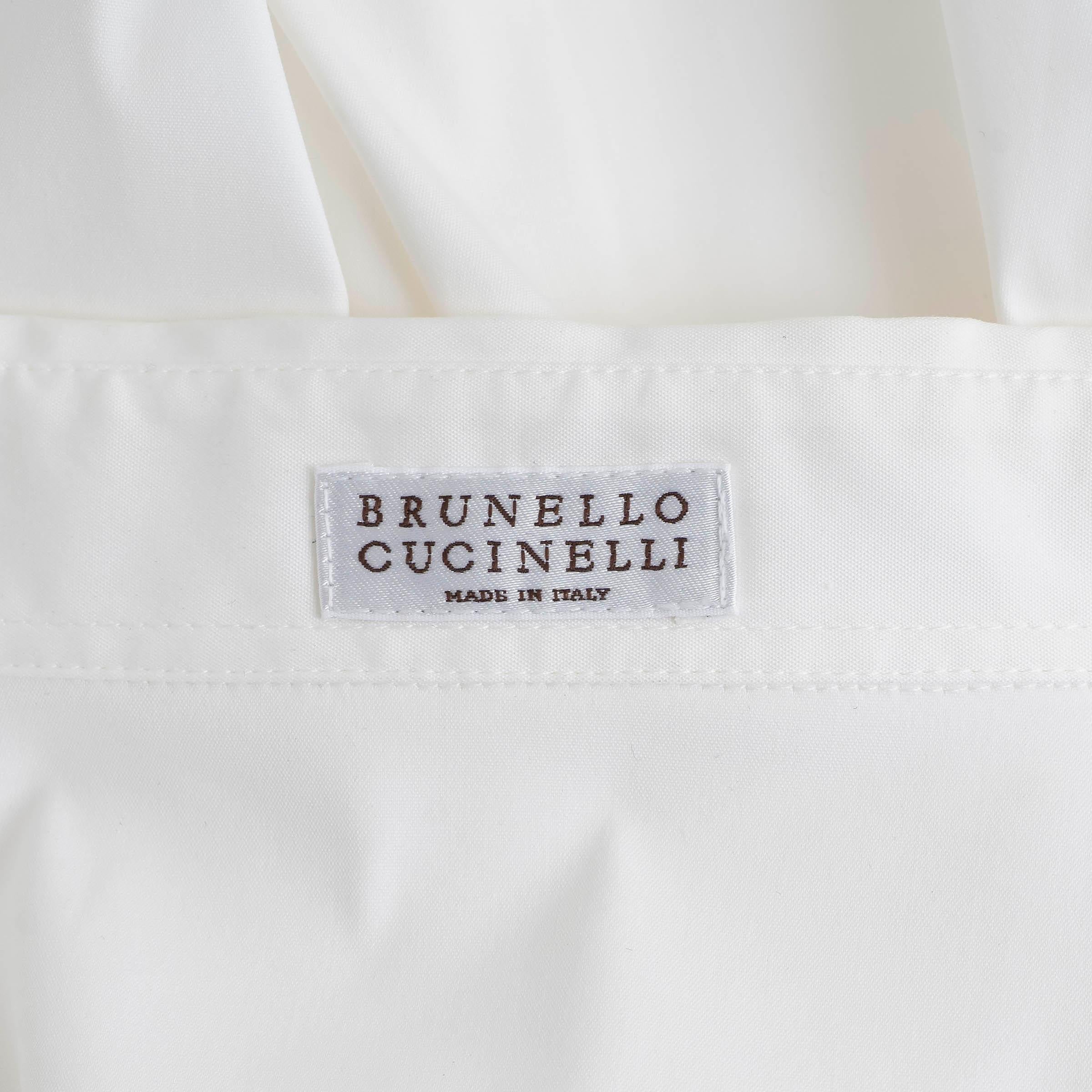 BRUNELLO CUCINELLI algodón blanco 2019 MONILI SATIN CUFF Camisa abotonable S en venta 2
