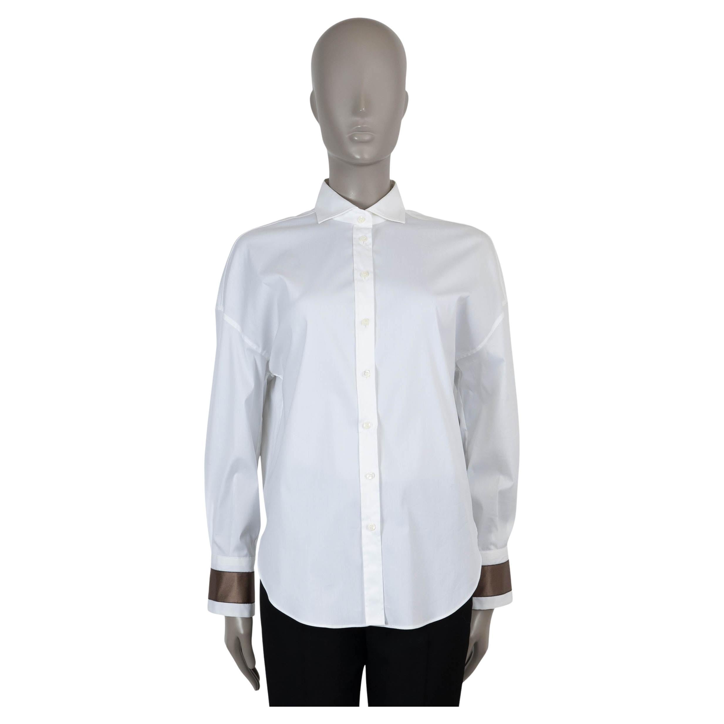 BRUNELLO CUCINELLI algodón blanco 2019 MONILI SATIN CUFF Camisa abotonable S en venta